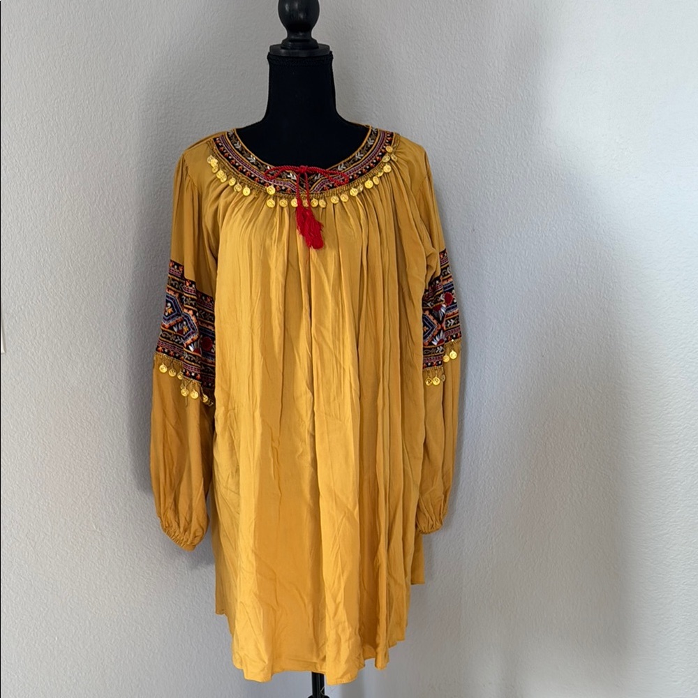 Bohemian Yellow Embroidered Tunic